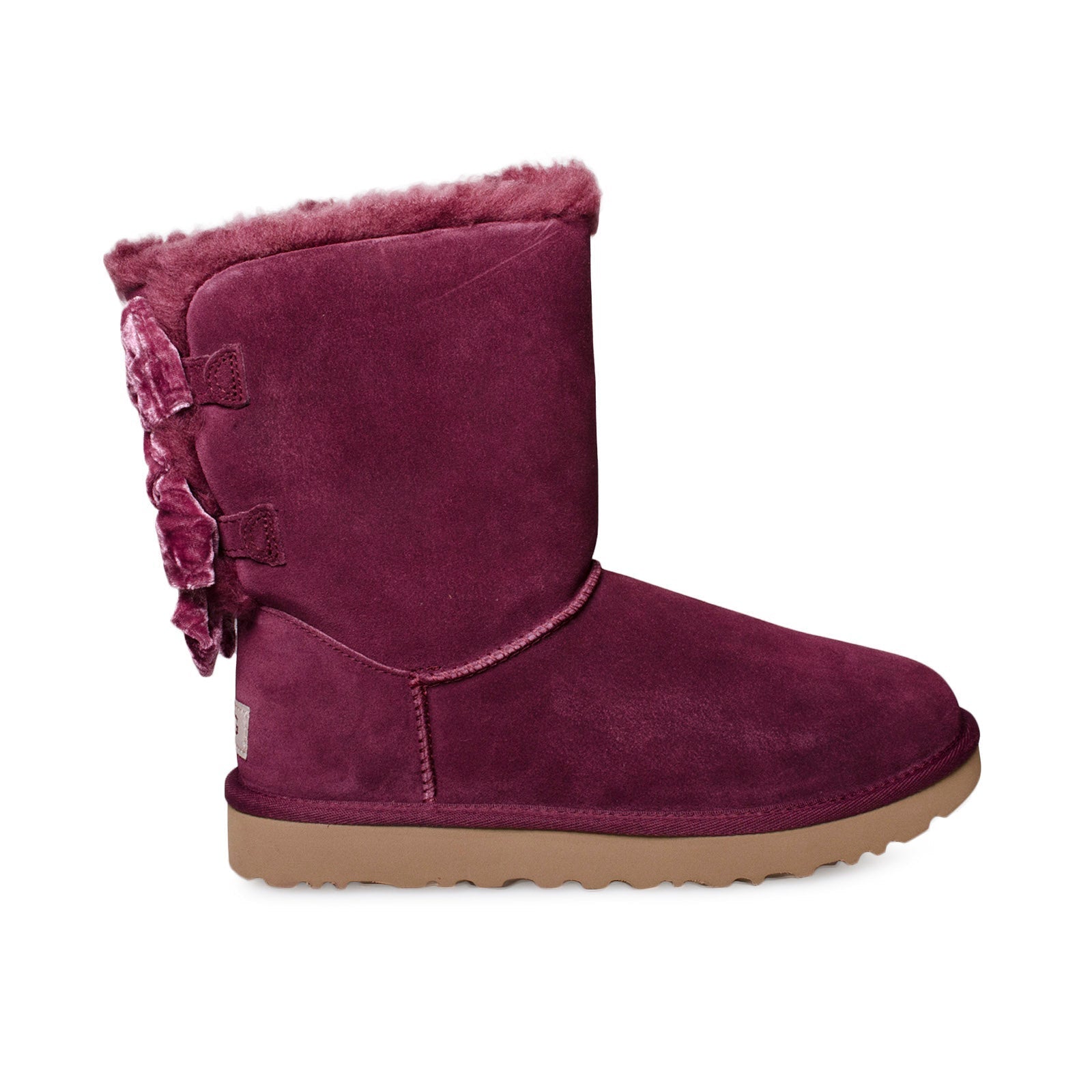 UGG Bailey Bow Crushed Velvet Wine Grape Boots - Women's