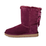 UGG Bailey Bow Crushed Velvet Wine Grape Boots - Women's