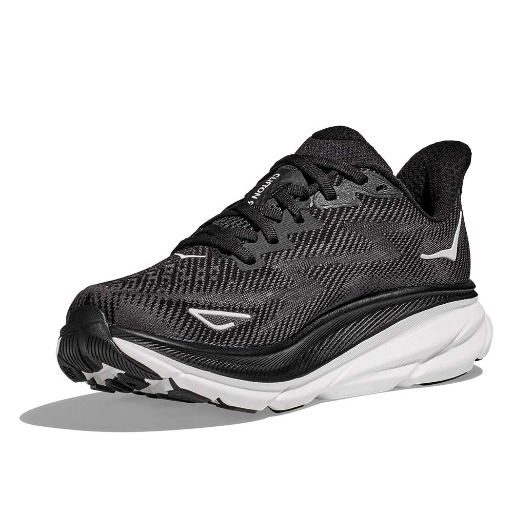 Women's Clifton 9 Running Shoe - Black/White - Wide (D)