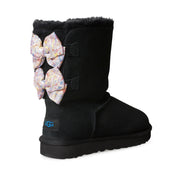 UGG Bailey Bow Abstract Splatter Black Boots - Women's