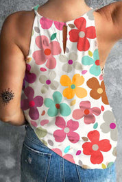 Flower Printed Round Neck Tank