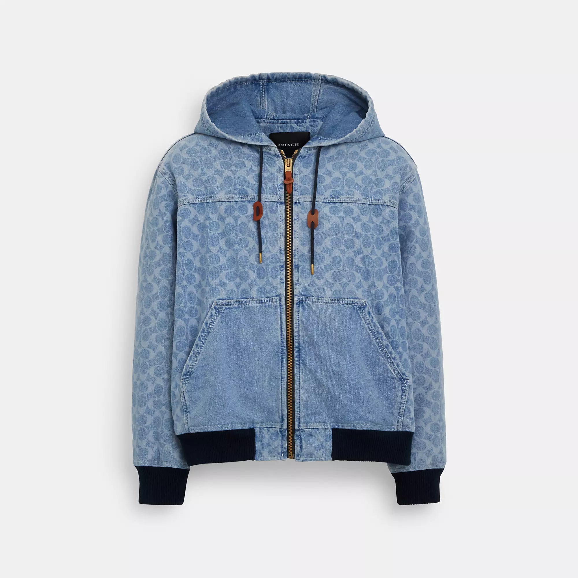 Coach Outlet Signature Denim Hooded Zip Up Jacket