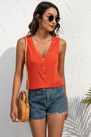 Ivy Lane Buttoned Deep V Tank