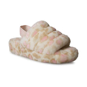 UGG Fluff Yeah Slide Panther Print White Sandals - Women's