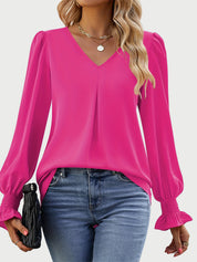 V-Neck Flounce Sleeve Top