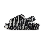 UGG Fluff Yeah Slide Zebra Black White Slippers - Women's