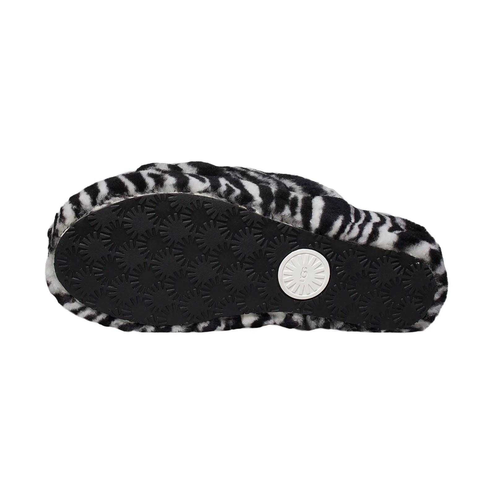 UGG Fluff Yeah Slide Zebra Black White Slippers - Women's