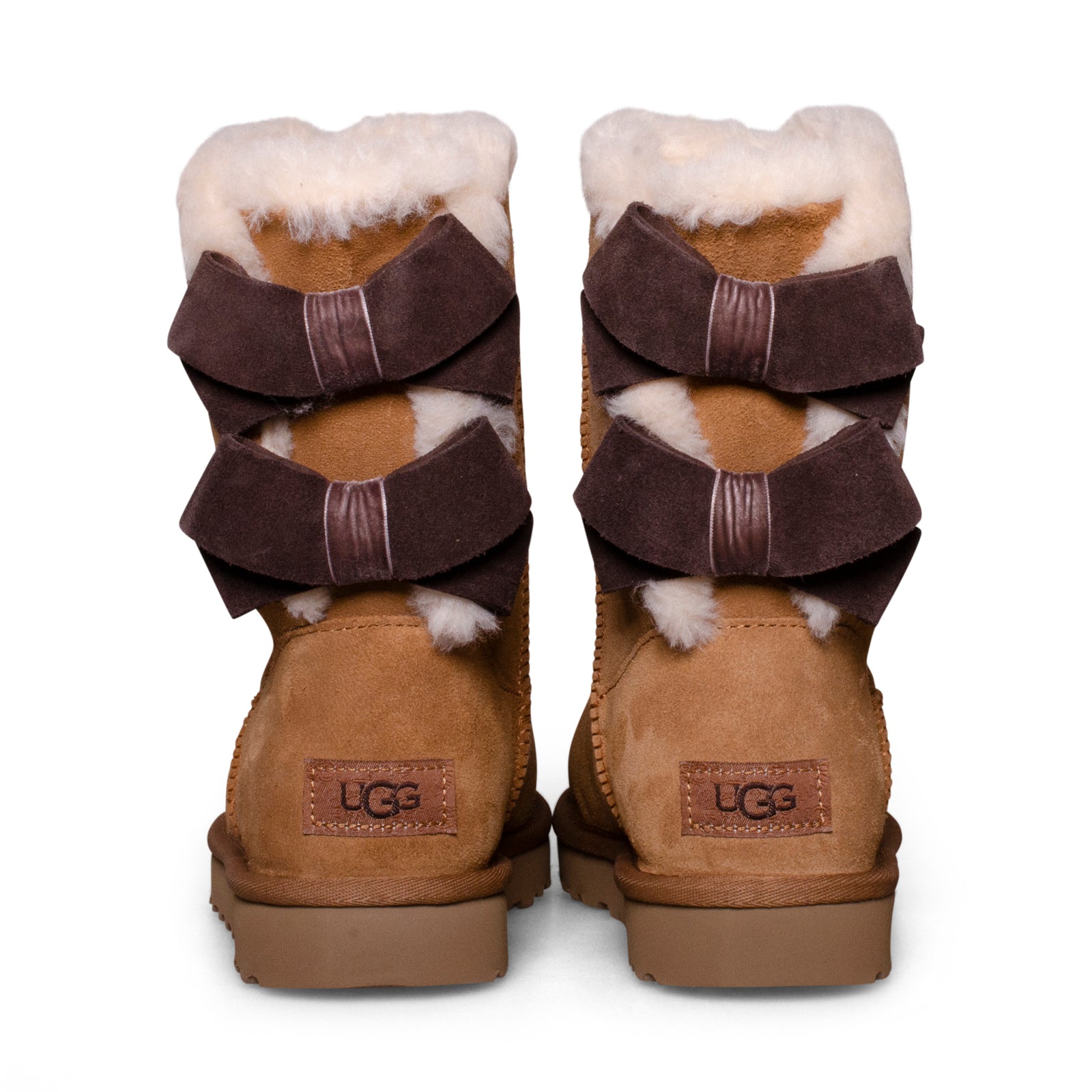 UGG Bailey Suede Bow Chestnut Boots - Women's