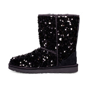 UGG Classic Short Chunky Sequin Black Boots - Women's