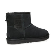 UGG Classic Mini UGG Rubber Logo Black Boots - Women's