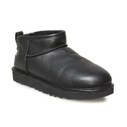 UGG Classic Ultra Mini Leather Black Boots - Women's