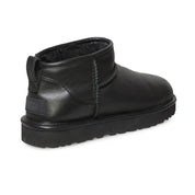 UGG Classic Ultra Mini Leather Black Boots - Women's