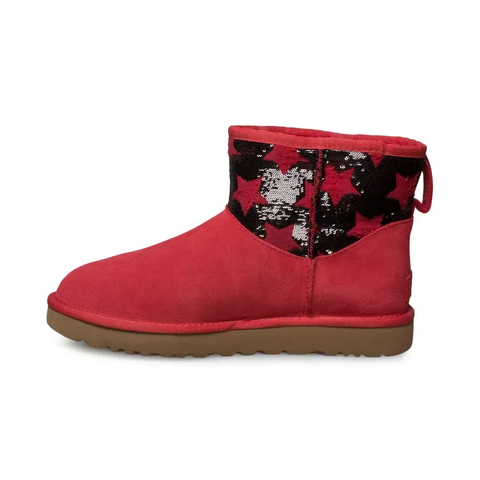 UGG Classic Mini Sequin Stars Ribbon Red Boots - Women's