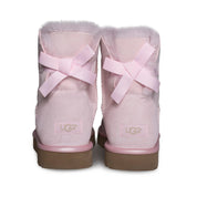 UGG Mini Bailey Bow II Metallic Seashell Pink Boots - Women's