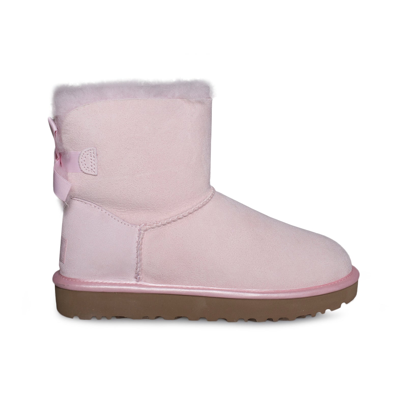 UGG Mini Bailey Bow II Metallic Seashell Pink Boots - Women's