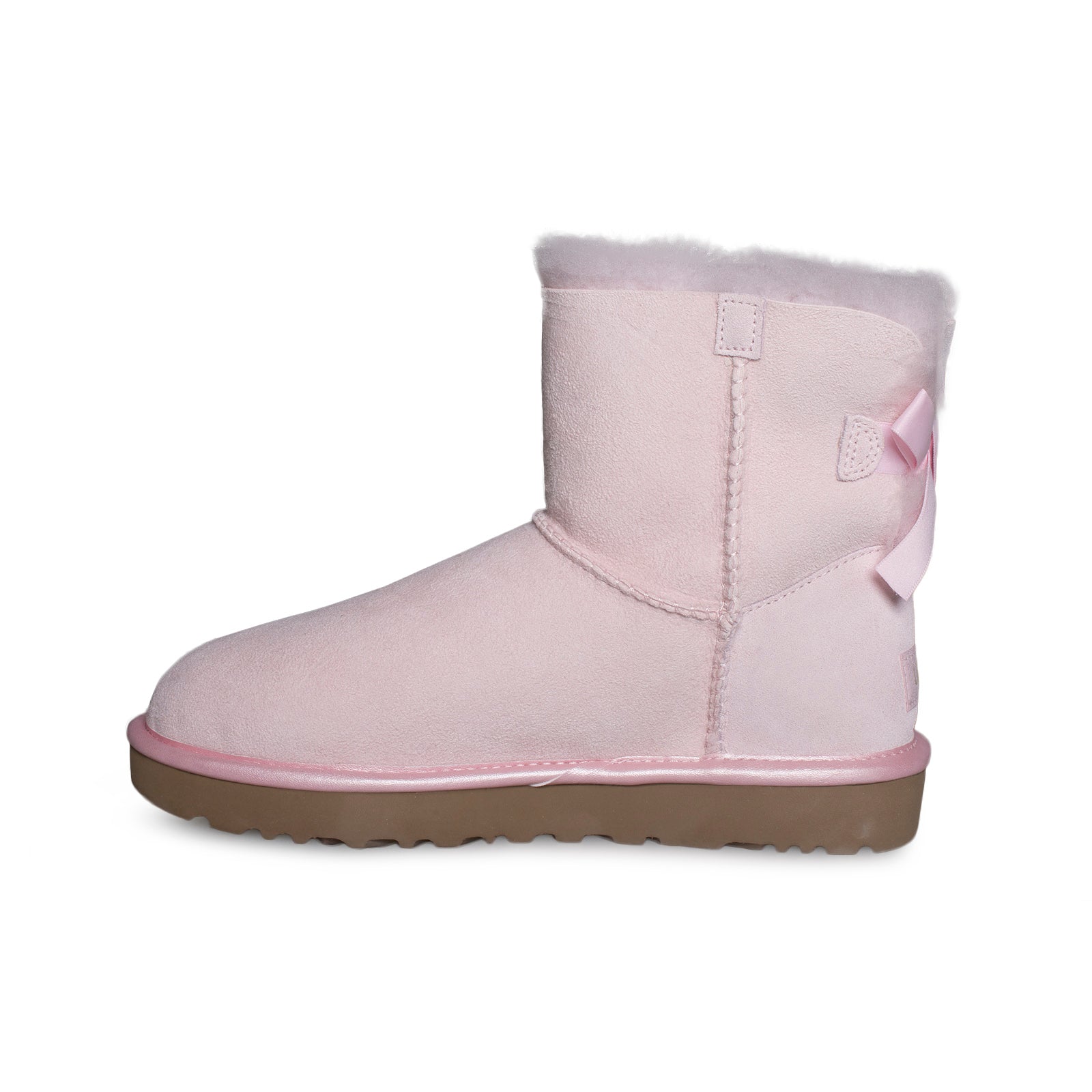 UGG Mini Bailey Bow II Metallic Seashell Pink Boots - Women's