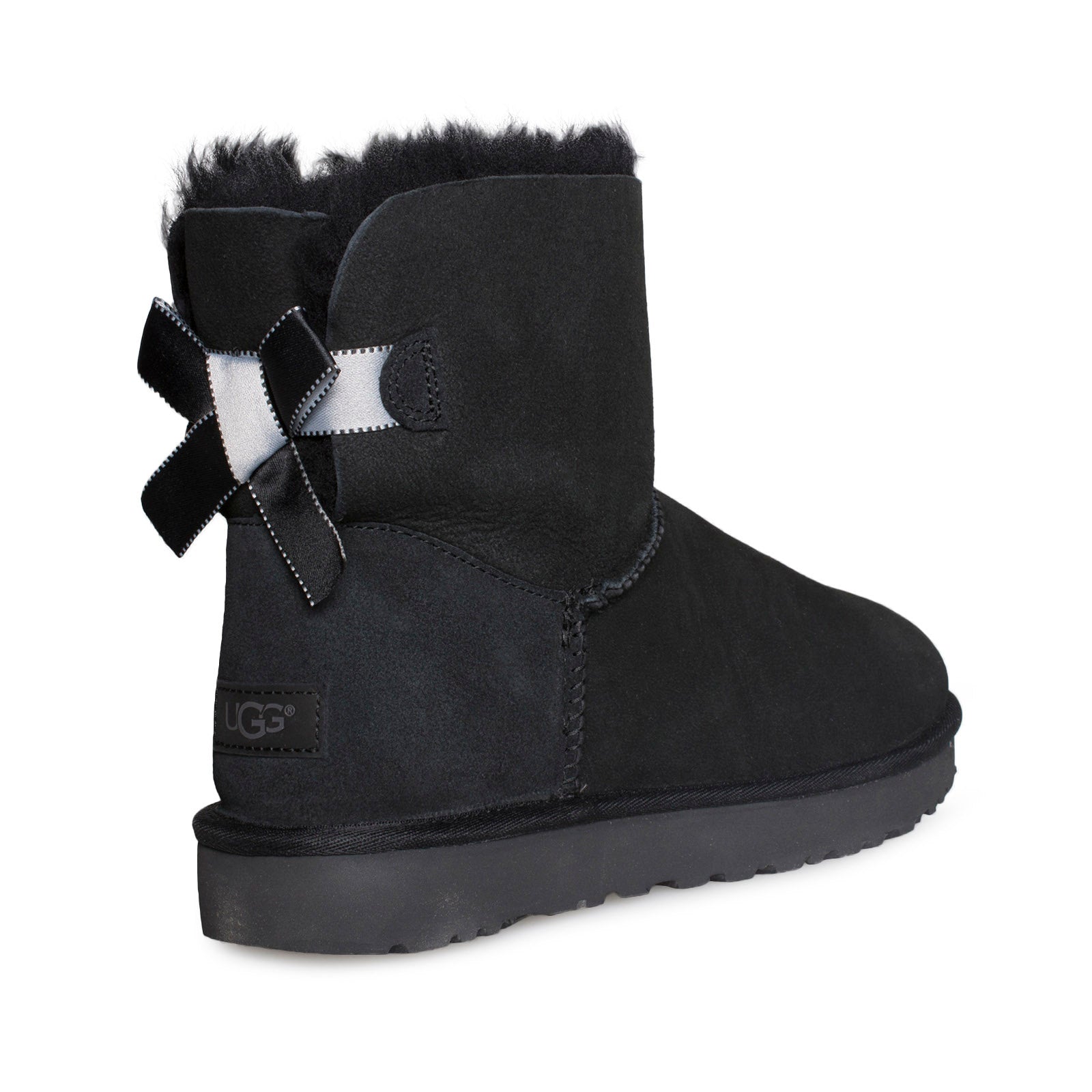 UGG Mini Bailey Bow II Shimmer Black Boots - Women's