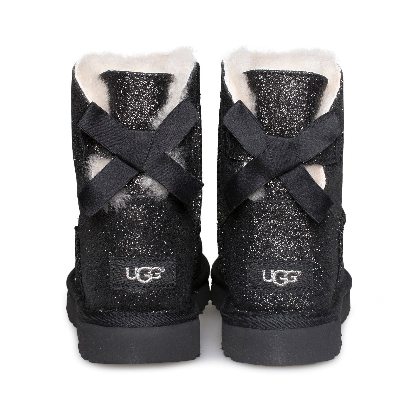 UGG Mini Bailey Bow Sparkle Black Boots - Women's