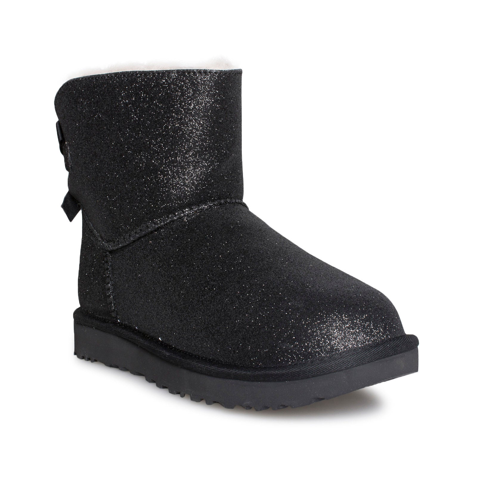 UGG Mini Bailey Bow Sparkle Black Boots - Women's