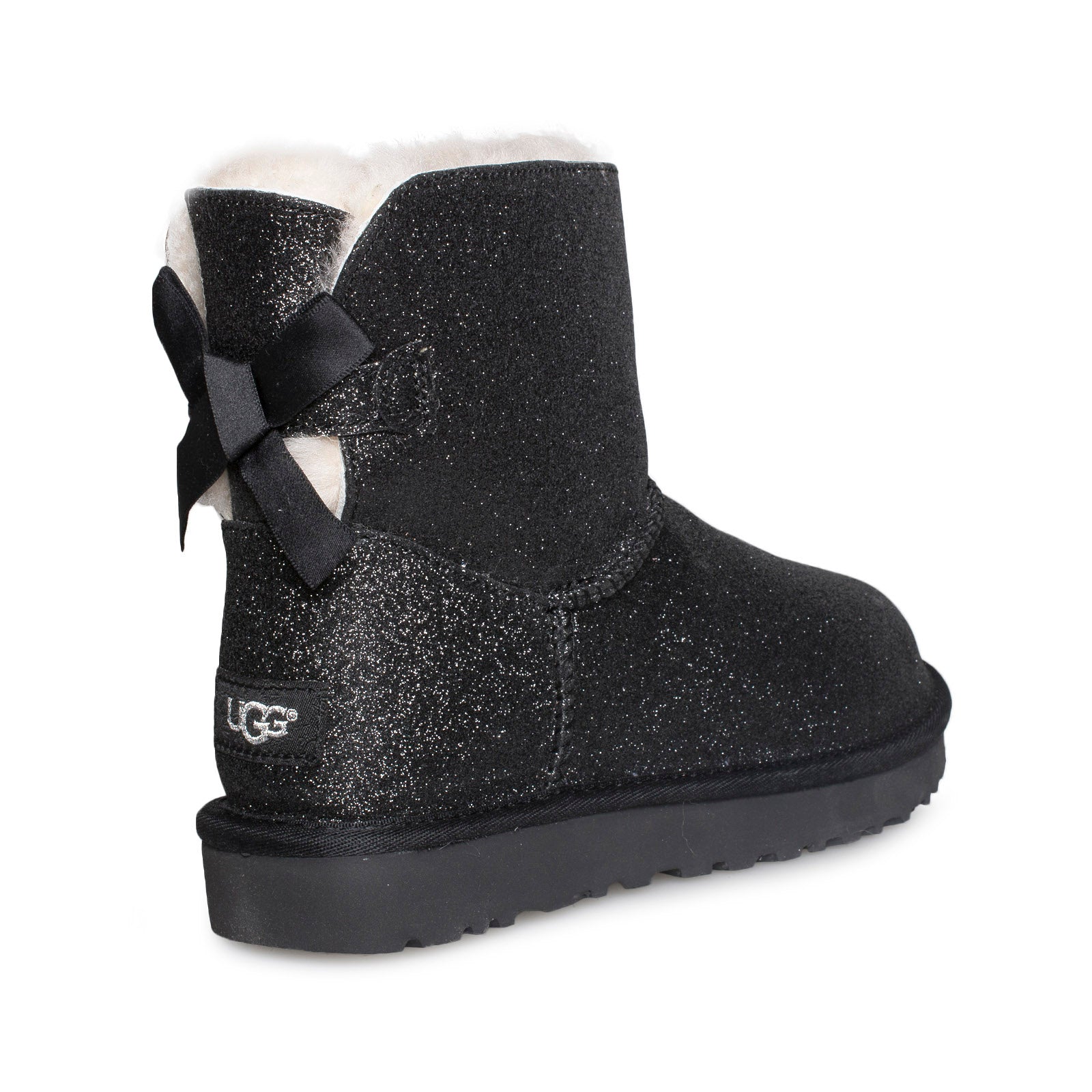 UGG Mini Bailey Bow Sparkle Black Boots - Women's