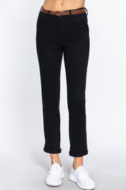 ACTIVE BASIC Cotton-Span Twill Straight Pants