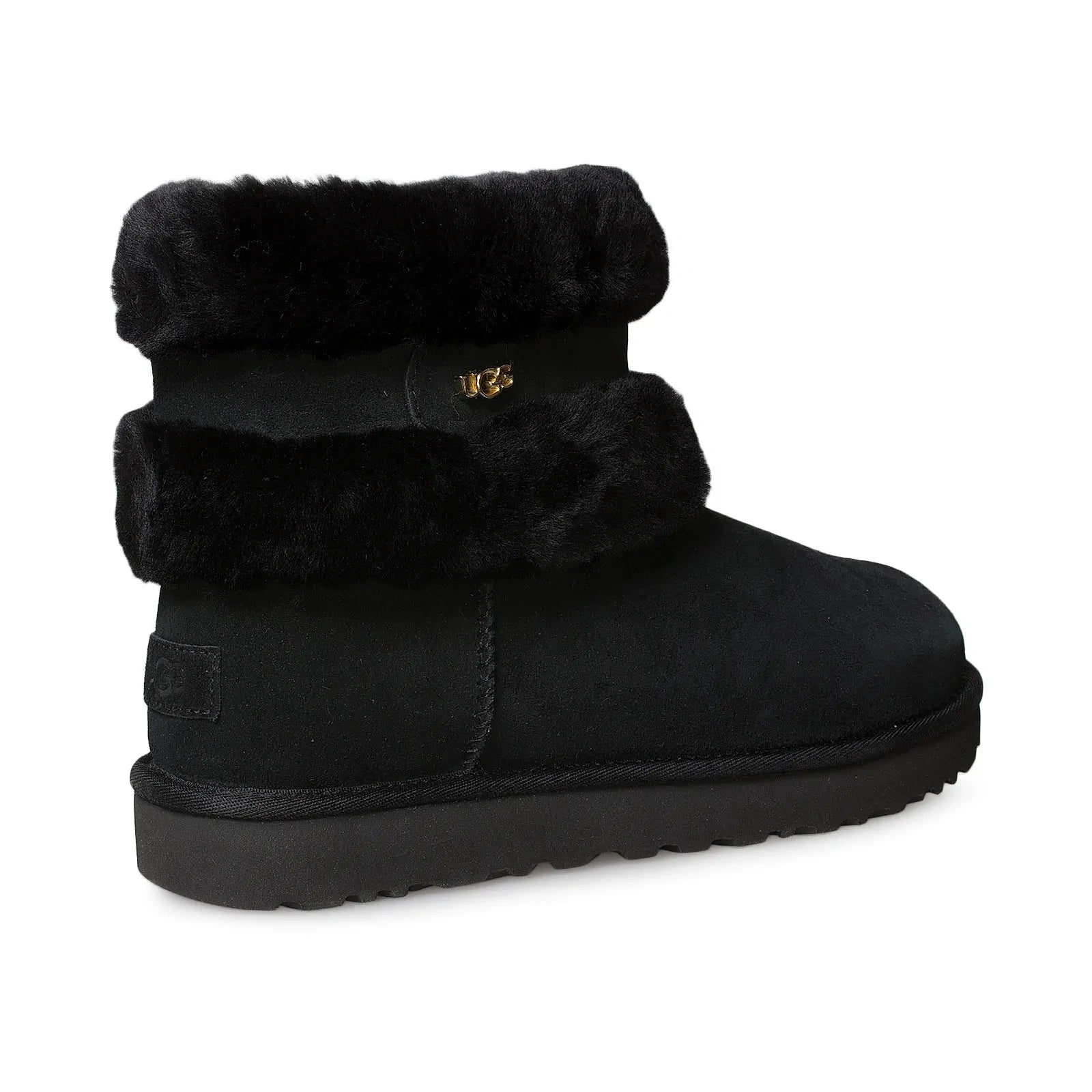 UGG Fluff Mini Belted Black Boots - Women's