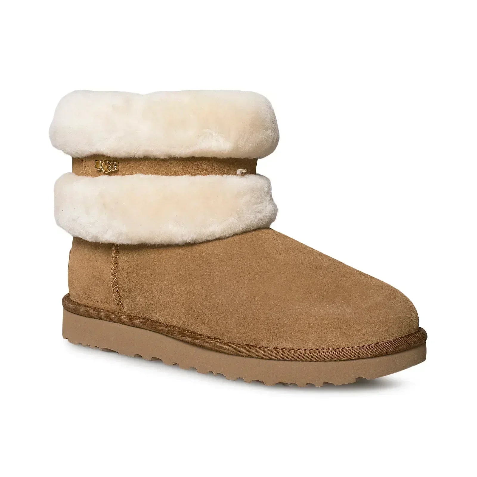 UGG Fluff Mini Belted Chestnut Natural Boots - Women's