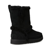 UGG Classic Short Fluff Spill Seam Black Boots - Women's