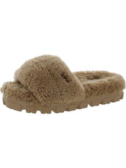 Cozetta Curly Womens Shearling Slip-On Slide Slippers