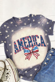 AMERICA Round Neck Short Sleeve T-Shirt