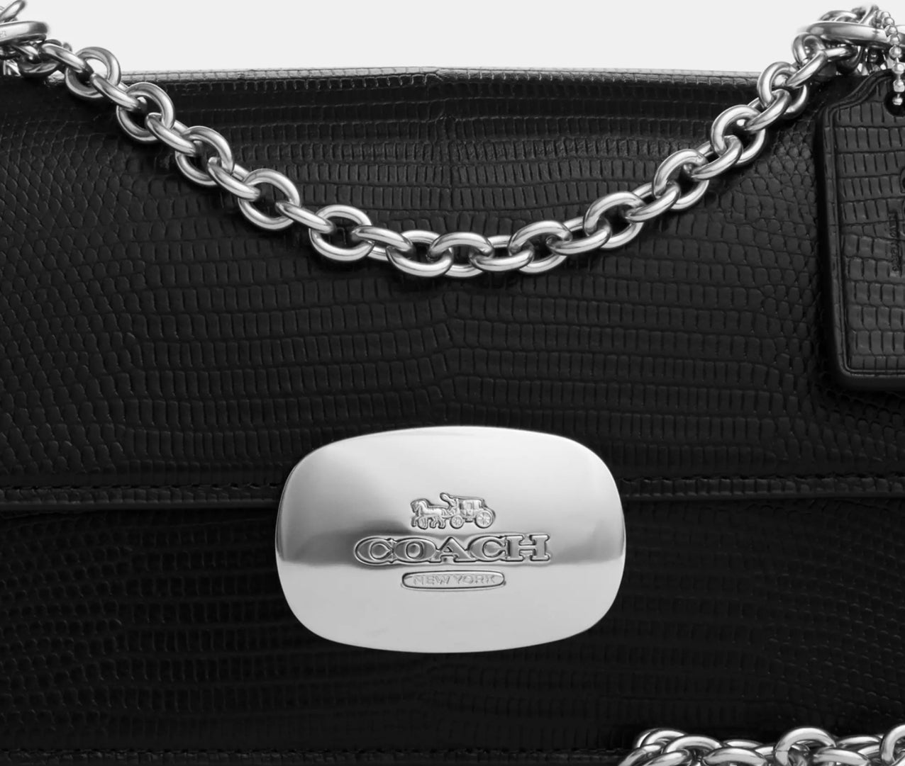 Coach Eliza Flap Crossbody Leather Bag In Silver/Black