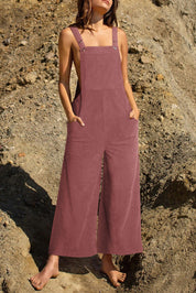 Pocketed Wide Leg Overall