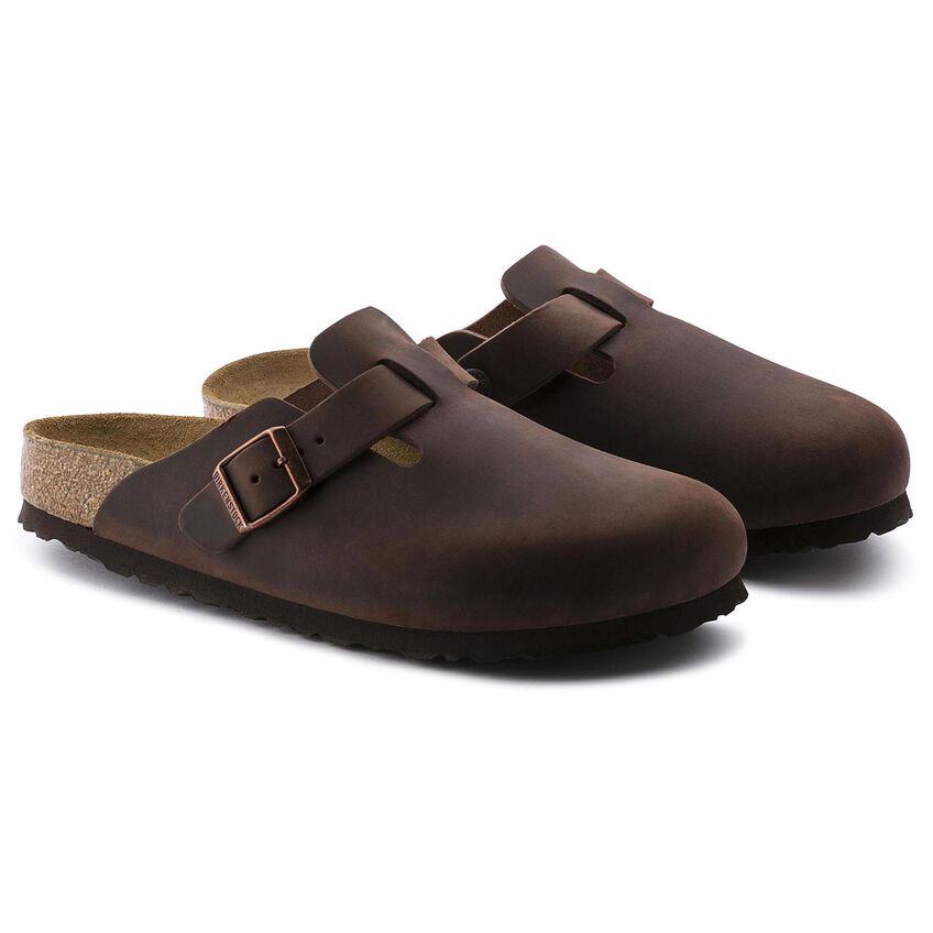 Birkenstock Boston Oiled Leather Soft Footbed Clog in Habana