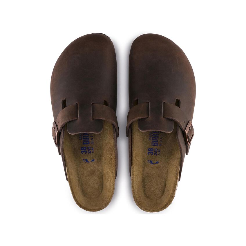 Birkenstock Boston Oiled Leather Soft Footbed Clog in Habana