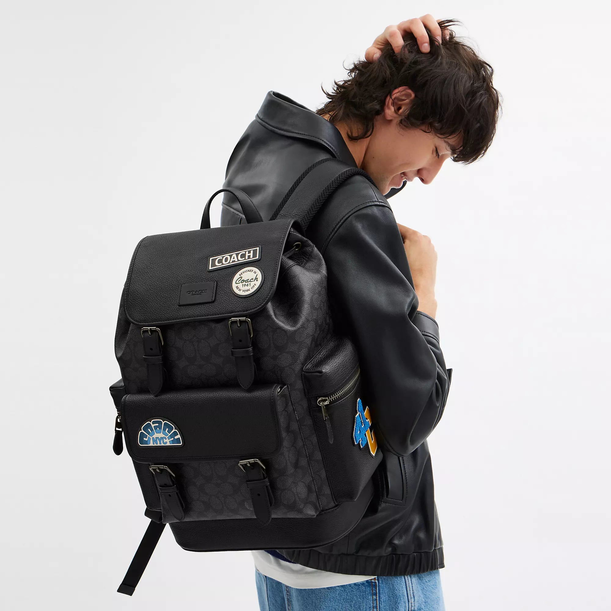 Coach Outlet Sprint Backpack In Signature Canvas With Patches