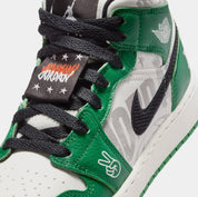 Air Jordan 1 Retro Mid Grade School Lifestyle Shoes (Pine Green/White/Black)