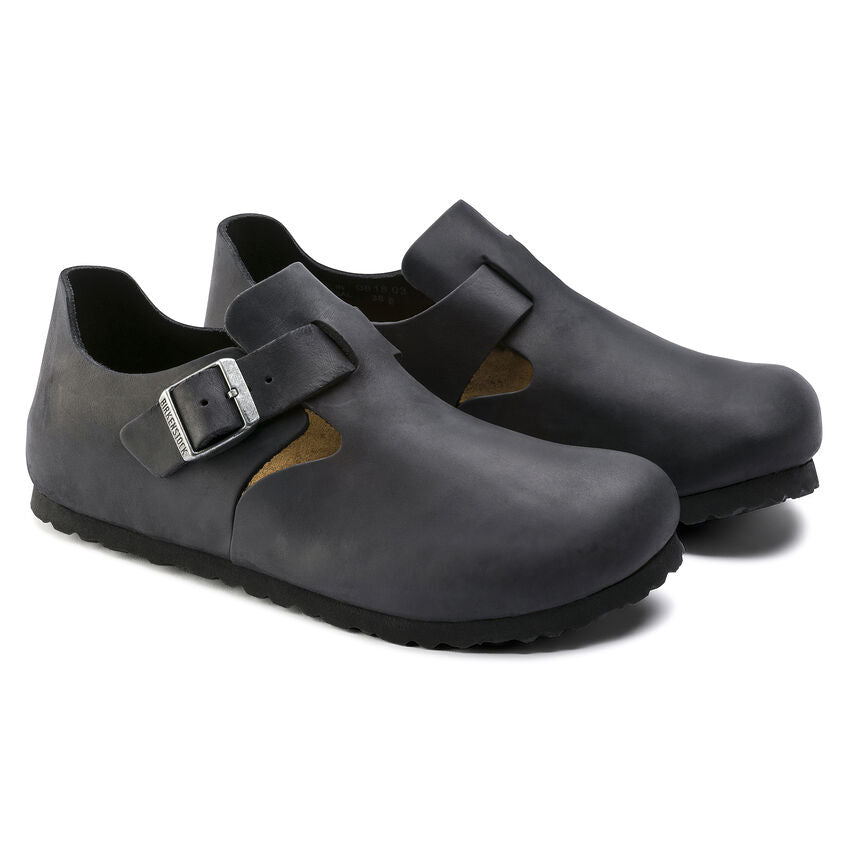 Birkenstock London Oiled Leather Classic Footbed in Black