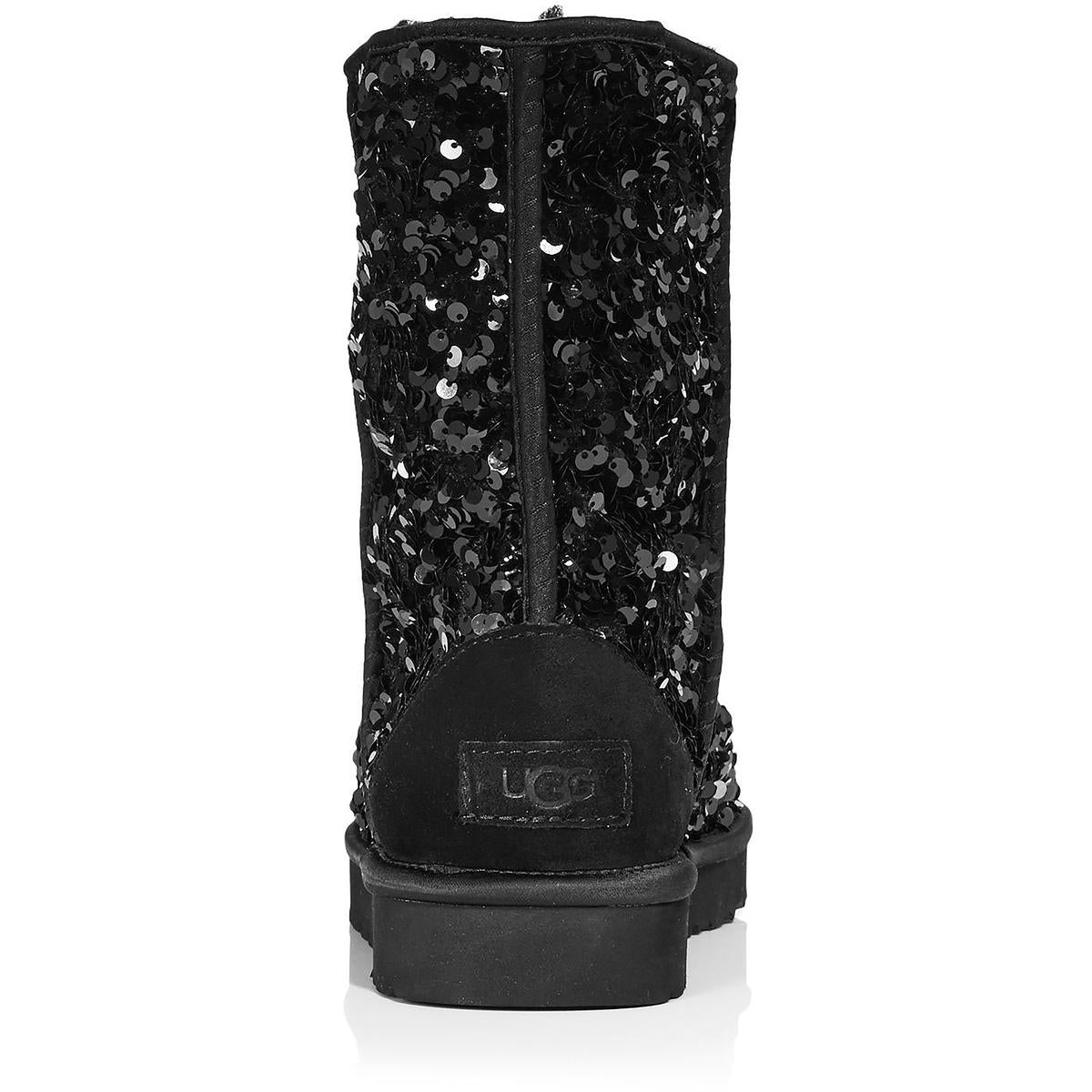 Classic Short Womens Sequined Cozy Mid-Calf Boots