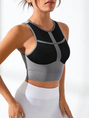 Color Block Round Neck Active Tank