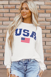 Letter Graphic Round Neck Long Sleeve Sweatshirt