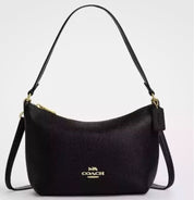 Coach Zip Top Shoulder Bag In Crossgrain Leather Silver/ Black