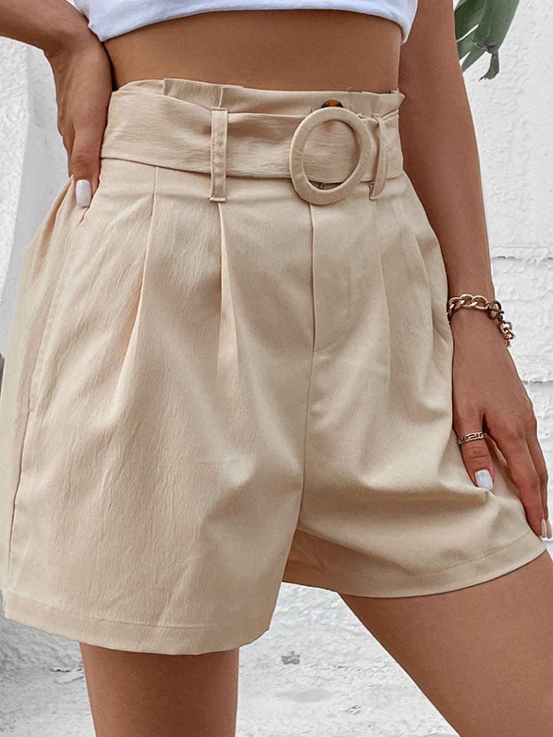 Perfee Belted Shorts with Pockets