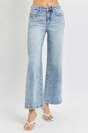 RISEN Full Size Tummy Control High Rise Crop Wide Leg Jeans