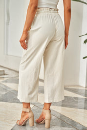 Drawstring Paperbag Waist Wide Leg Pants