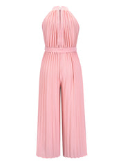 Cutout Tied Pleated Sleeveless Jumpsuit