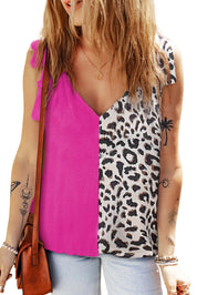 Leopard Contrast V-Neck Tank