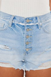 Kancan Distressed Button Fly Denim Shorts