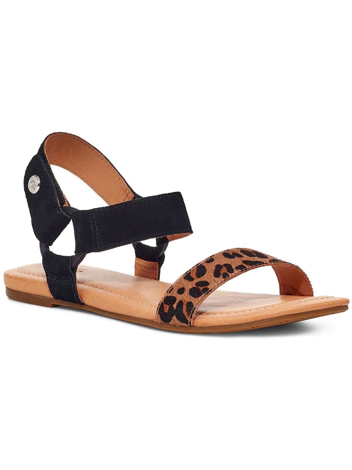 Rynell Leopard Womens Leather Leopard Print Slingback Sandals