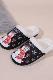 Snowman Round Toe Faux Fur Slippers