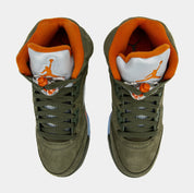 Air Jordan 5 Retro Grade School Lifestyle Shoes (Army Olive/Solar Orange)